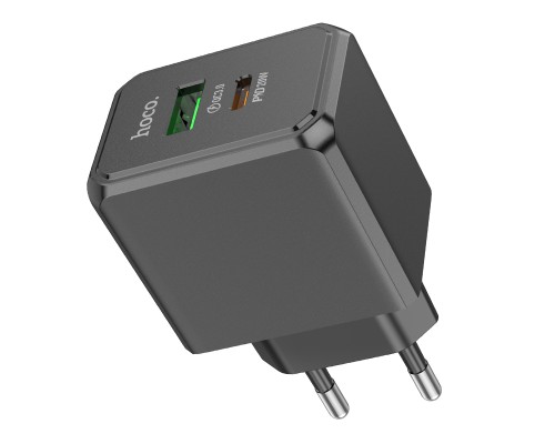 Зарядний пристрій HOCO CS14A Ocean 1xUSB-C PD20W + 1xUSB QC3.0 Black (6942007603898)