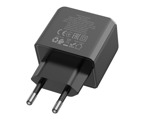Зарядний пристрій HOCO CS14A Ocean 1xUSB-C PD20W + 1xUSB QC3.0 Black (6942007603898)