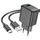 Мережевий зарядний пристрій з кабелем HOCO CS21A Rich single port QC3.0 charger set (Type-C)(EU) Black (6942007609906)