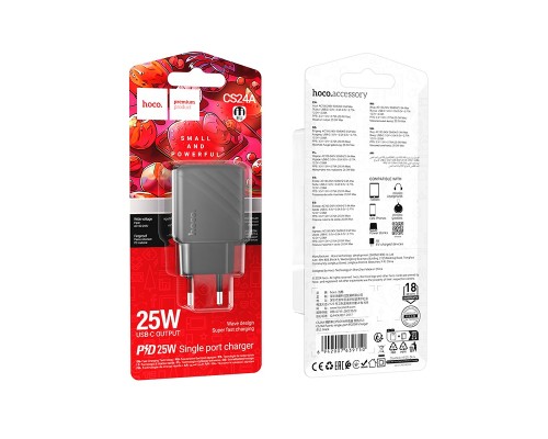Зарядний пристрій HOCO CS24A Puerto USB-C PD25W Black (6942007639750)