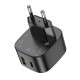 Зарядний пристрій HOCO CS32A Rise 1xUSB-C PD20W + 1xUSB QC3.0 Black (6942007617451)