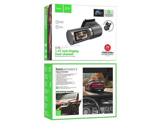 Відеореєстратор HOCO DV8 2K display hidden driving recorder with rear camera Black (6942007623384)