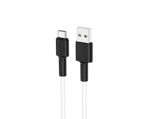 Дата кабель USB 2.0 AM to USB-C 1.0m 3A silicone BX31 white BOROFONE (6931474710406)