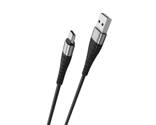 Дата кабель USB 2.0 AM to USB-C 1.0m 2.4A nylon BX32 black BOROFONE (6931474710451)