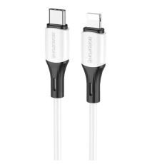 Кабель BOROFONE BX79 Type-C to iP 3A, 20W, 1m,,  silicone, silicone connectors, White (6974443384734)