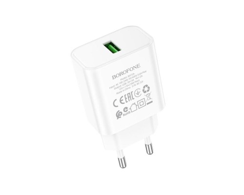 Зарядний пристрій BOROFONE BA72A Spring USB QC3.0 White (6974443388558)