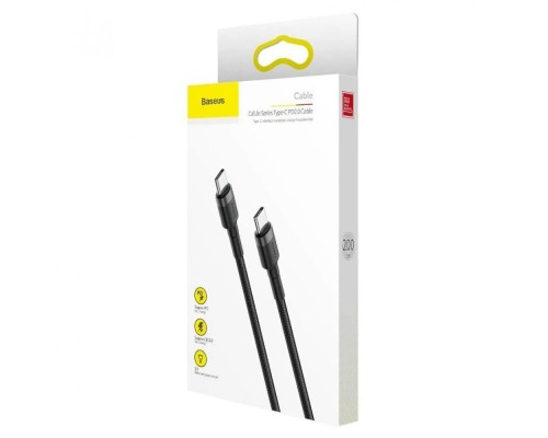 Дата кабель USB-C to USB-C 2.0m USB 3.1 3A grey-black Baseus (CATKLF-HG1)