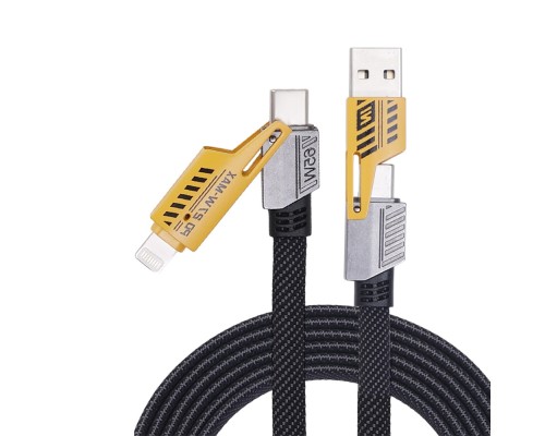 Дата кабель USB-C + USB-A to Lightning+USB-C 1.0m 65W X207 black WUW (6972573336524)