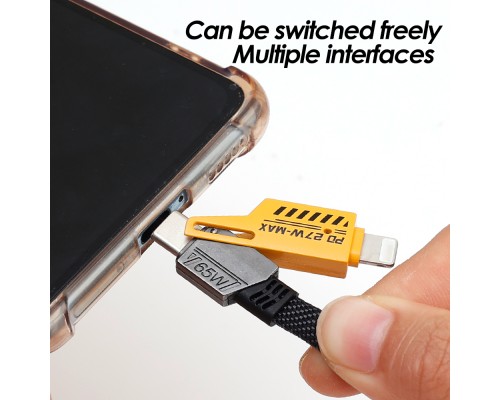 Дата кабель USB-C + USB-A to Lightning+USB-C 1.0m 65W X207 black WUW (6972573336524)