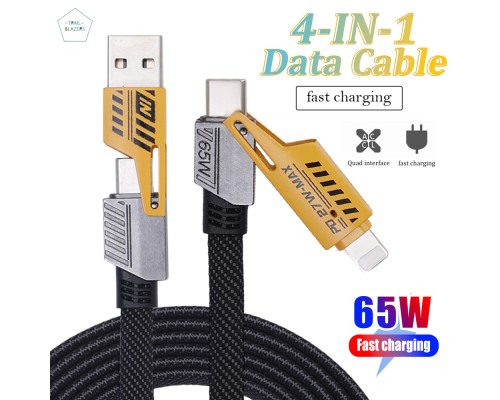 Дата кабель USB-C + USB-A to Lightning+USB-C 1.0m 65W X207 black WUW (6972573336524)