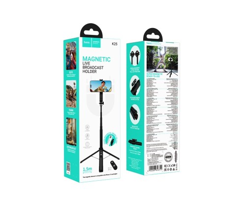 Селфі-монопод HOCO K25 Sherkhan magnetic aluminum alloy live broadcast holder Black (6942007646314) Селфі-монопод HOCO K25 Sherkhan magnetic aluminum alloy live broadcast holder Black (6942007646314)