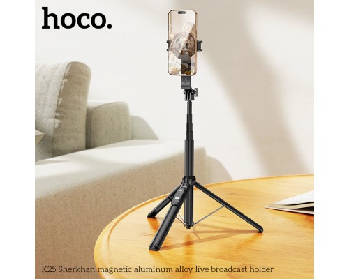 Селфі-монопод HOCO K25 Sherkhan magnetic aluminum alloy live broadcast holder Black (6942007646314) Селфі-монопод HOCO K25 Sherkhan magnetic aluminum alloy live broadcast holder Black (6942007646314)