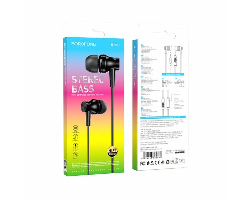 Навушники BOROFONE BM67 Talent universal earphones with mis Black (6974443382891)