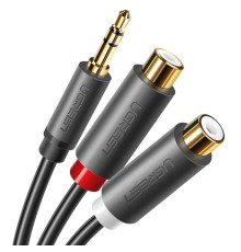 Аудіокабель UGREEN AV109 3.5mm Male to 2RCA Female Cable 25cm (Gray)(UGR-10547) (UGR-10547)
