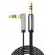 Аудіокабель UGREEN AV119 3.5mm Male to 3.5mm Male Straight to angle flat Cable 1m (Black)(UGR-10597) (UGR-10597)