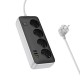 Мережевий подовжувач HOCO AC22 Sunlight 4-bit (PD30W/1C3A) desktop socket (EU/GER)(L=3M) Black (6942007636728)