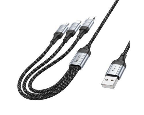 Кабель HOCO X102 Fresh 3-in-1 charging data cable (iP+Micro+Type-C) Black (6942007608794) Кабель HOCO X102 Fresh 3-in-1 charging data cable (iP+Micro+Type-C) Black (6942007608794)