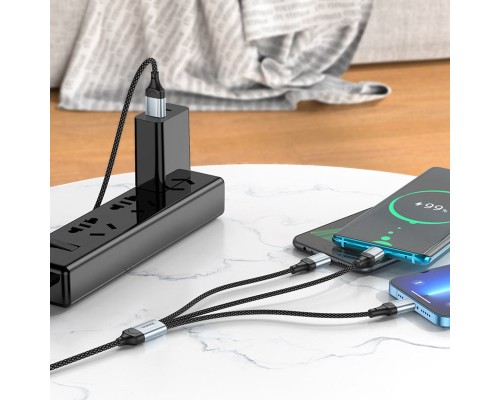 Кабель HOCO X102 Fresh 3-in-1 charging data cable (iP+Micro+Type-C) Black (6942007608794) Кабель HOCO X102 Fresh 3-in-1 charging data cable (iP+Micro+Type-C) Black (6942007608794)