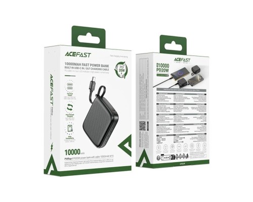 Зовнішній акумулятор ACEFAST M15-10000 PD20W power bank with cable Black (6974316283973)