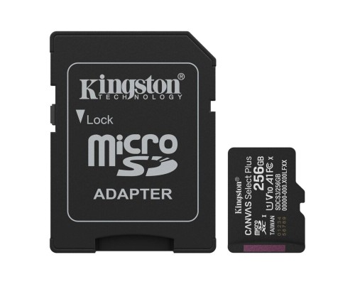 Карта пам'яті microSDXC (UHS-1) Kingston Canvas Select Plus Gen3 256Gb class 10 А1 (R-150MB/s) (adapter SD) (SDCS3/256GB)