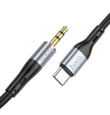Аудiокабель HOCO UPA22 Type-C to 3.5mm male, silicone, 1m, Black (6931474769497)
