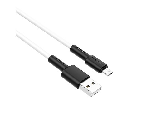 Дата кабель USB 2.0 AM to Micro 5P 1.0m silicone white BOROFONE (6931474710383)