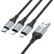 Дата кабель USB 2.0 AM to Lightning + Micro 5P + USB-C black HOCO (6942007608794)