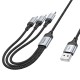 Дата кабель USB 2.0 AM to Lightning + Micro 5P + USB-C black HOCO (6942007608794)