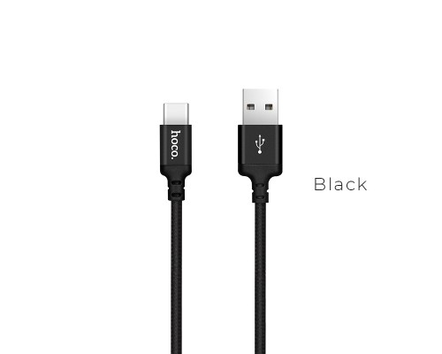 Дата кабель USB 2.0 AM to USB-C 1.0m 3A nylon black HOCO (6957531062868)