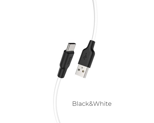 Дата кабель USB 2.0 AM to USB-C 1.0m 3A silicone black+white HOCO (6931474711915)