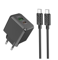 Мережевий зарядний пристрій з кабелем HOCO CS14A Ocean PD20W+QC3.0 charger set(Type-C to Type-C) Black (6942007603911)