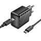 Зарядний пристрій HOCO CS24A USB-C PD25W + cable USB-C to USB-C black (6942007639774)