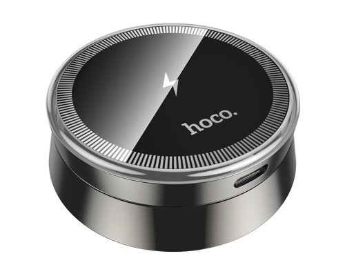 Автотримач для телефона HOCO HW33 Metal ring magnetic wireless fast charging car holder (center console) Metal Grey (6942007647946)