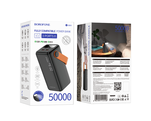 Батарея універсальна BOROFONE 50000mAh BJ66A Magnifico 22.5W PD/20W Black (6941991115158)