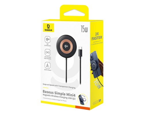 Бездротовий зарядний пристрій Baseus Simple Mini4 Magnetic Wireless Charging Stand Qi2 15W Universal Explorer Edition Cosmic Black (P10273300121-01)