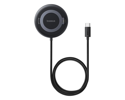 Бездротовий зарядний пристрій Baseus Simple Mini4 Magnetic Wireless Charging Stand Qi2 15W Universal Explorer Edition Cosmic Black (P10273300121-01)