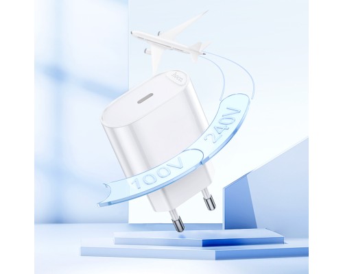 Мережевий зарядний пристрій HOCO C109A(PD20W) Fighter single port PD20W charger White (6942007656658)