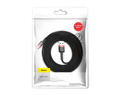 Дата кабель USB 2.0 AM to USB-C 2.0m 2A red-black Baseus (CATKLF-C91)