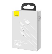 Кабель Baseus Superior Series USB to M+L+C 3.5A 1.5m White (CAMLTYS-02)