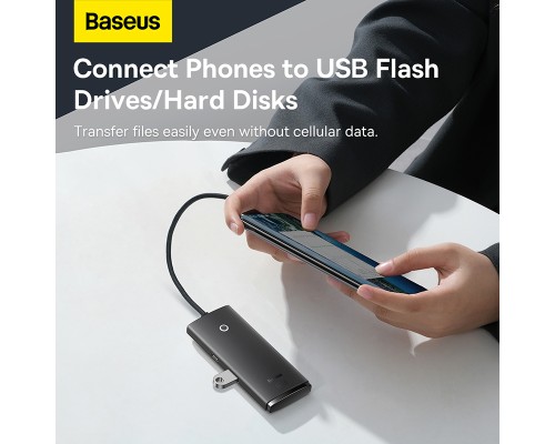 Концентратор Baseus USB-C to 4xUSB 3.0 0.25m black (WKQX030301)