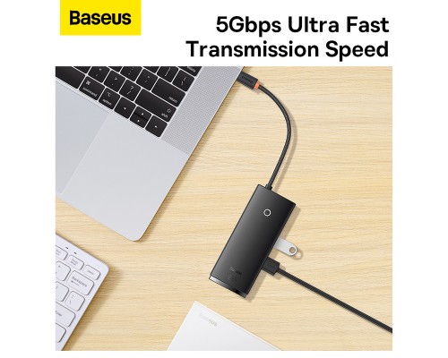 USB-хаб Baseus Lite Series 6-Port Type-C HUB Docking Station (Type-C to HDMI+USB3.0*2+PD+SD/TF) Black (WKQX050101) 