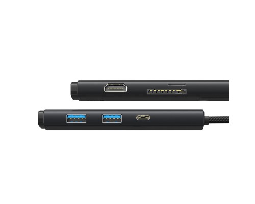 USB-хаб Baseus Lite Series 6-Port Type-C HUB Docking Station (Type-C to HDMI+USB3.0*2+PD+SD/TF) Black (WKQX050101) 