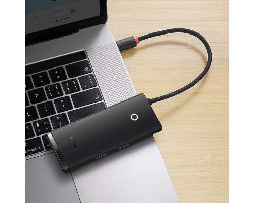 USB-хаб Baseus Lite Series 6-Port Type-C HUB Docking Station (Type-C to HDMI+USB3.0*2+PD+SD/TF) Black (WKQX050101) 