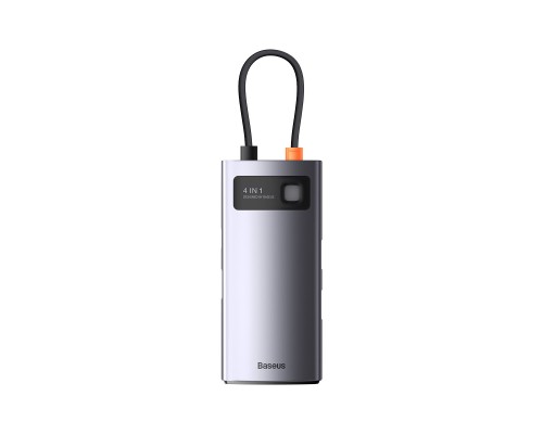 USB-хаб Baseus Metal Gleam Series 4-in-1 Multifunctional Type-C HUB Docking Station Gray （Type-C to USB3.0*3+RJ45*1） (WKWG070113) 
