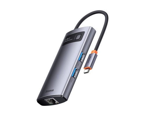 USB-хаб Baseus Metal Gleam Series 4-in-1 Multifunctional Type-C HUB Docking Station Gray （Type-C to USB3.0*3+RJ45*1） (WKWG070113) 