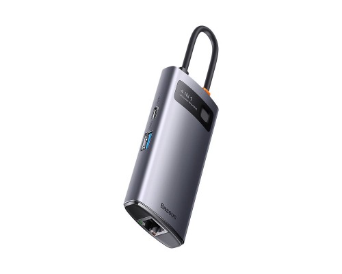 USB-хаб Baseus Metal Gleam Series 4-in-1 Multifunctional Type-C HUB Docking Station Gray （Type-C to USB3.0*3+RJ45*1） (WKWG070113) 