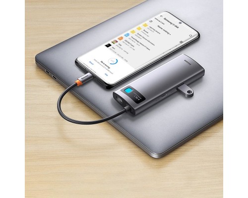 USB-хаб Baseus Metal Gleam Series 4-in-1 Multifunctional Type-C HUB Docking Station Gray （Type-C to USB3.0*3+RJ45*1） (WKWG070113) 