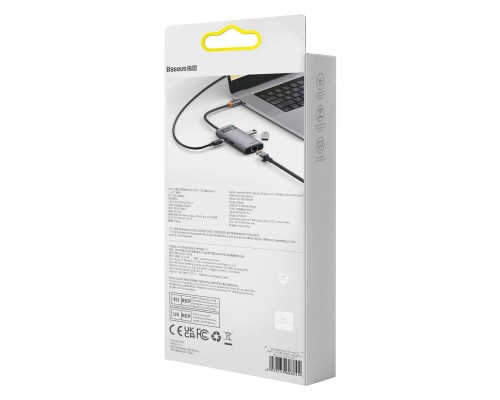 USB-хаб Baseus Metal Gleam Series 4-in-1 Multifunctional Type-C HUB Docking Station Gray （Type-C to USB3.0*3+RJ45*1） (WKWG070113) 
