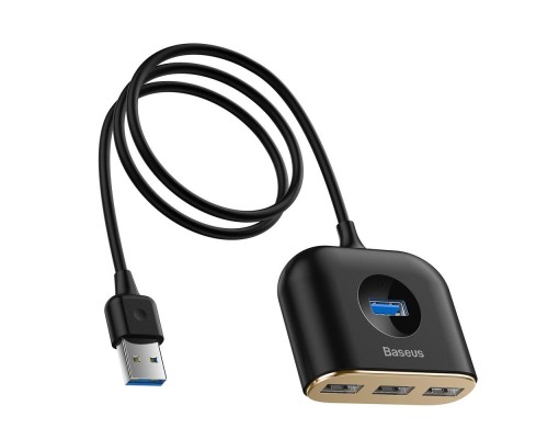 USB-хаб Baseus Square round 4 in 1 USB HUB Adapter(USB3.0 TO USB3.0*1+USB2.0*3) 1m Black (CAHUB-AY01) 
