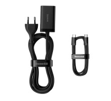 Мережевий зарядний пристрій з кабелем Baseus GaN3 Pro Desktop Fast Charger 2C+2U 65W (Cable Type-C to Type-C 100W(20V/5A) 1m) Black (CCGP040101)